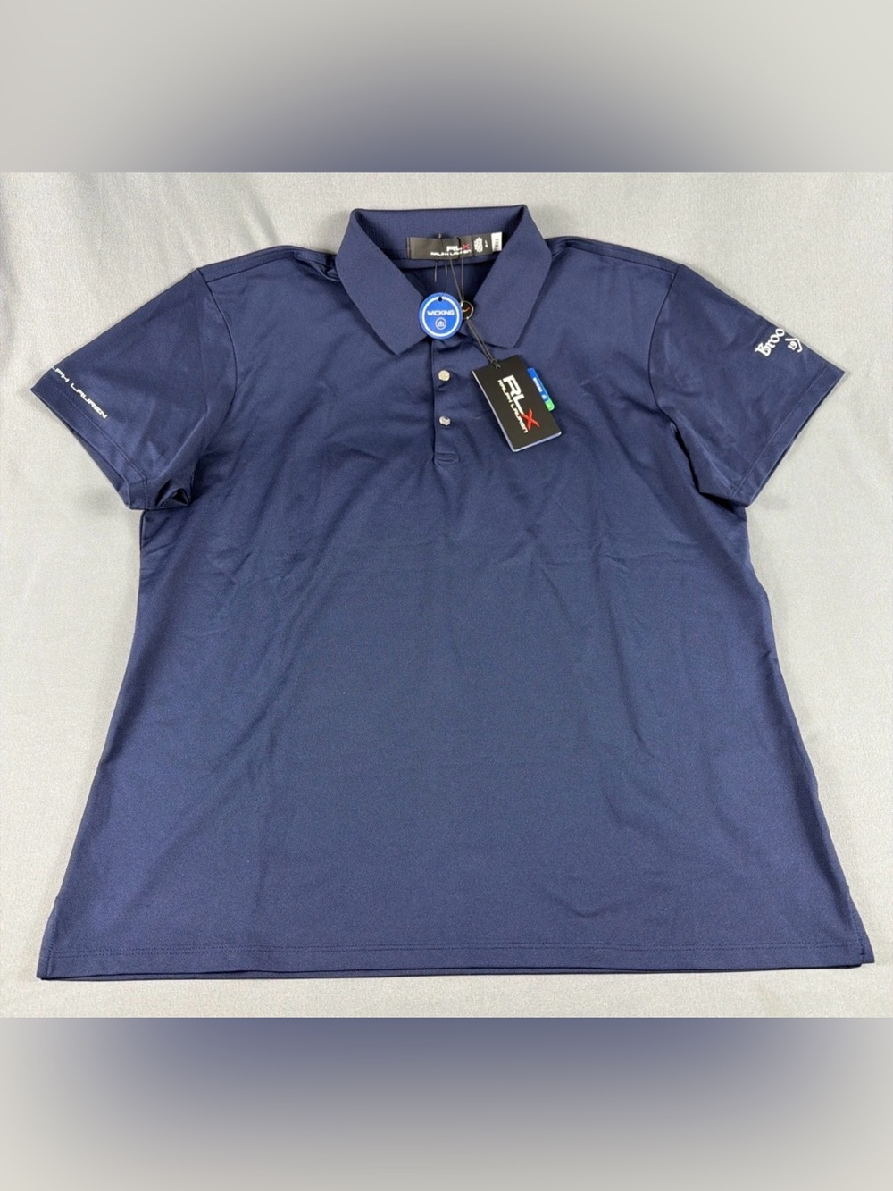 RLX Ralph Lauren Womens Golf Shirt Polo Sleeve Logo Large Navy MSRP $110